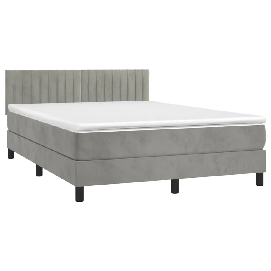 Sommier à lattes de lit et matelas Gris clair 140x190cm Velours - 3