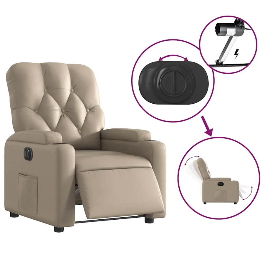 Fauteuil inclinable électrique Cappuccino Similicuir - 6