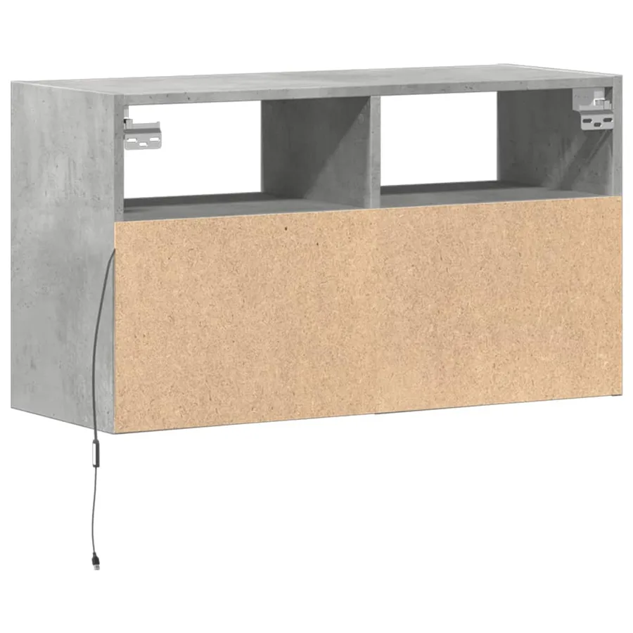 Meuble TV mural avec lumières LED gris béton 80x31x45 cm - 8