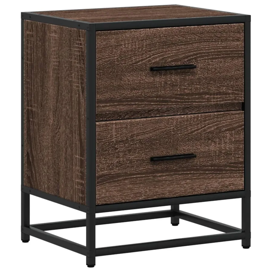 Table de chevet chêne marron 40x31x50 cm bois d'ingénierie - 2
