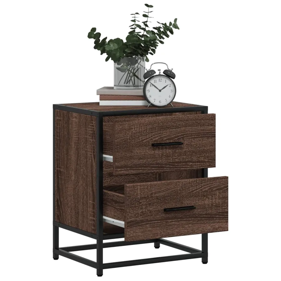 Table de chevet chêne marron 40x31x50 cm bois d'ingénierie - 4