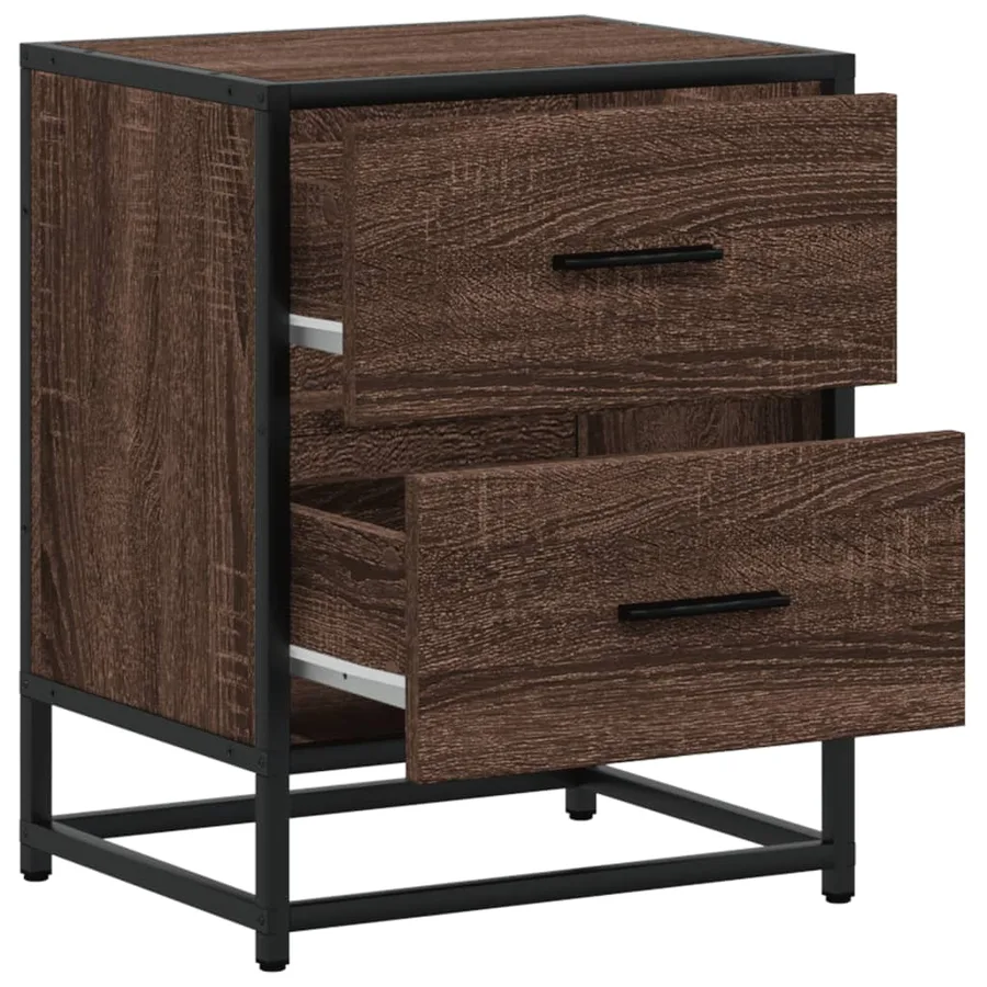 Table de chevet chêne marron 40x31x50 cm bois d'ingénierie - 8