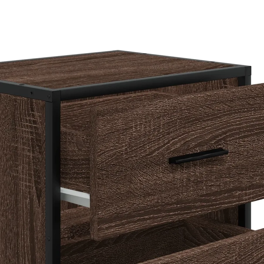 Table de chevet chêne marron 40x31x50 cm bois d'ingénierie - 9