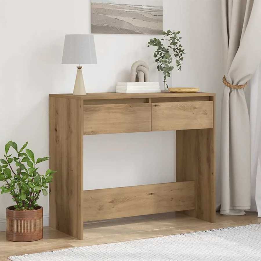 Table console chêne artisanal 89x41x76,5 cm bois d'ingénierie