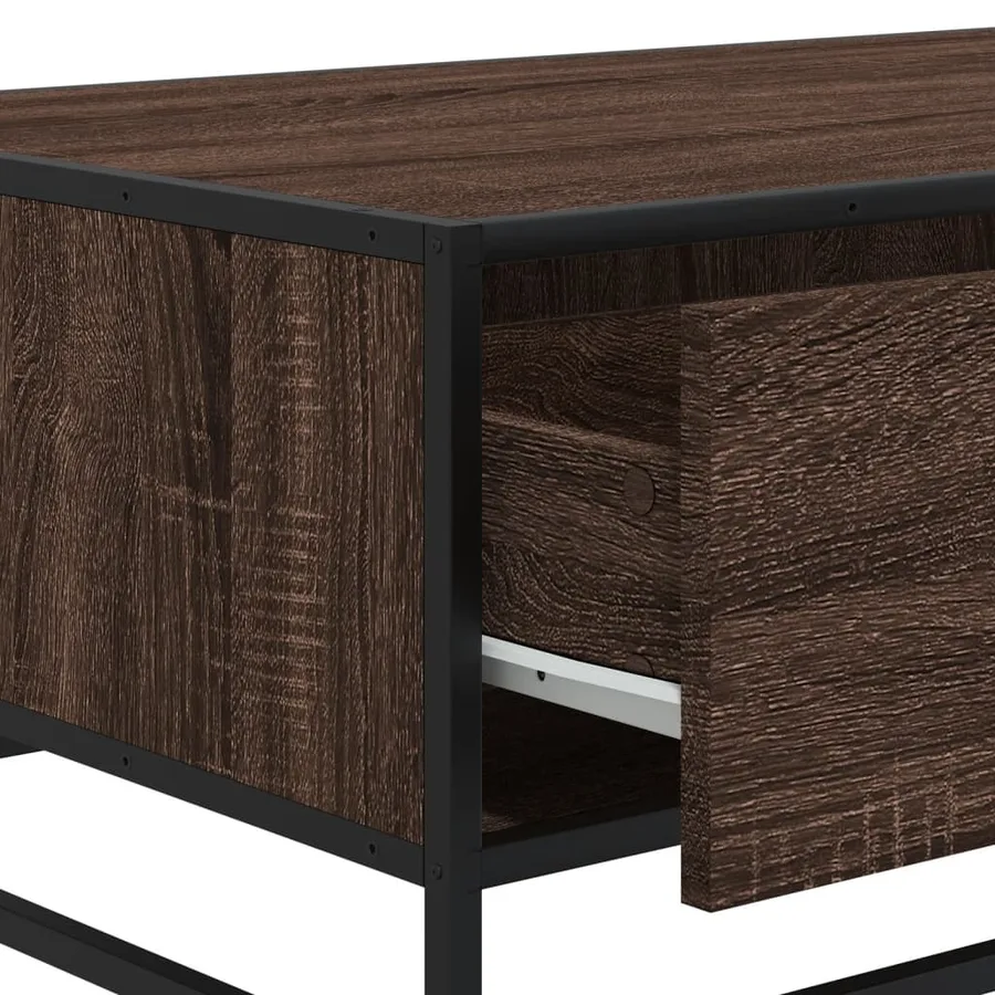 Table basse chêne marron 90x57x35 cm bois d'ingénierie et métal - 10