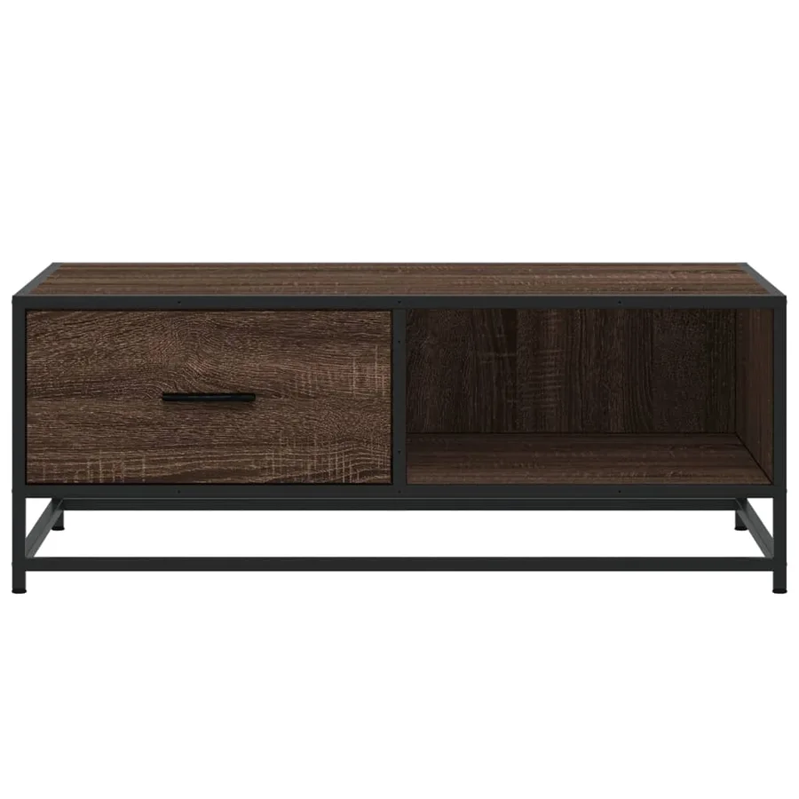 Table basse chêne marron 90x57x35 cm bois d'ingénierie et métal - 5