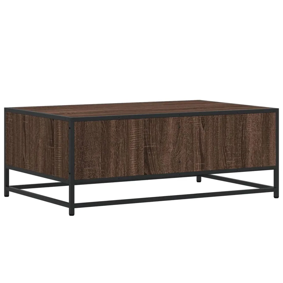Table basse chêne marron 90x57x35 cm bois d'ingénierie et métal - 7
