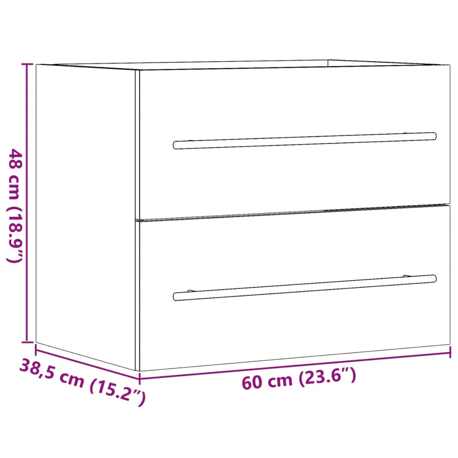 Armoire d'évier Gris béton 60x38,5x48 cm Aggloméré - 11