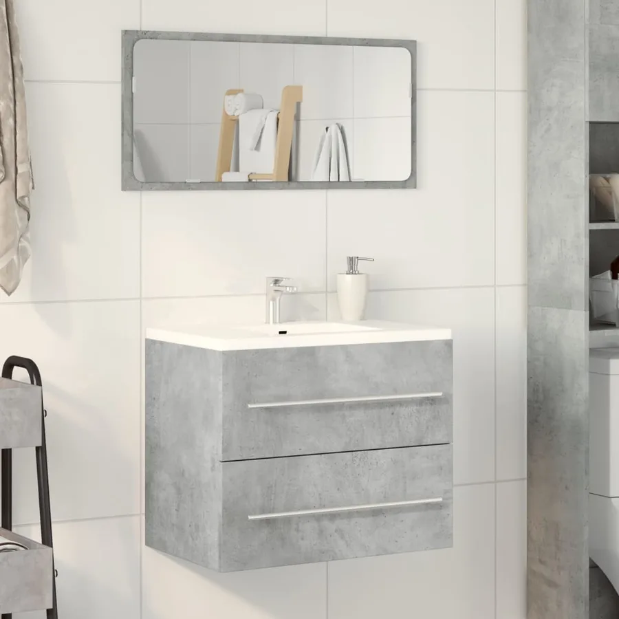 Armoire d'évier Gris béton 60x38,5x48 cm Aggloméré - 3