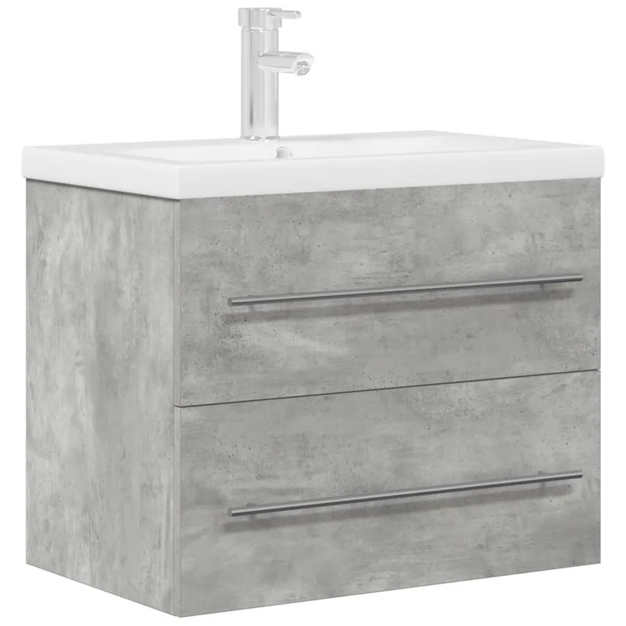 Ensemble de meubles de salle de bain 2 pcs gris béton - 2