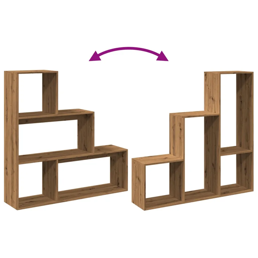 Étagère séparatrice de pièce à 3 niveaux chêne artisanal - 8