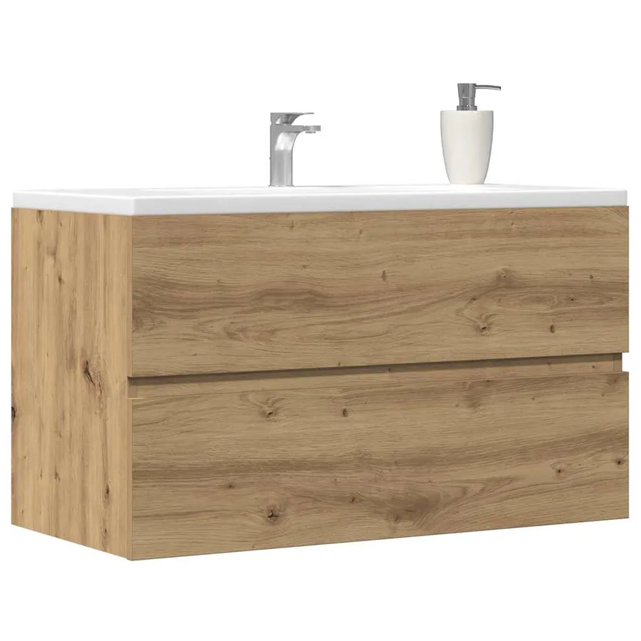 Armoire de salle de bain suspendue chêne artisanal 80x38,5x45cm - 3