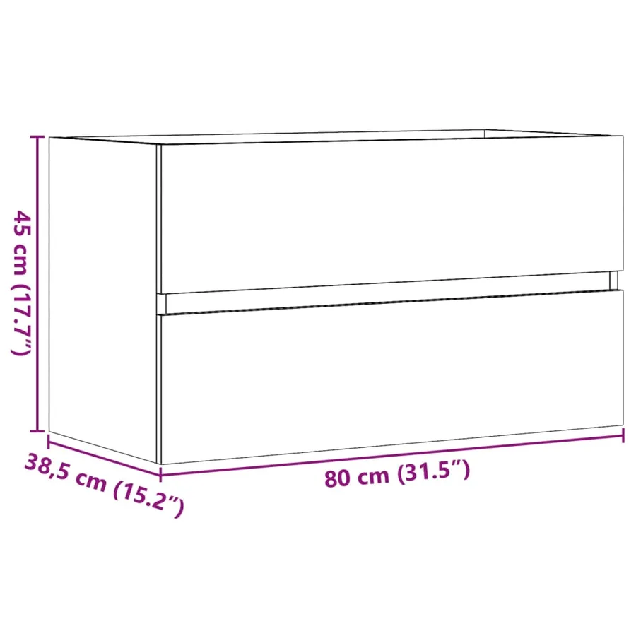 Armoire de salle de bain suspendue gris béton bois d'ingénierie - 11