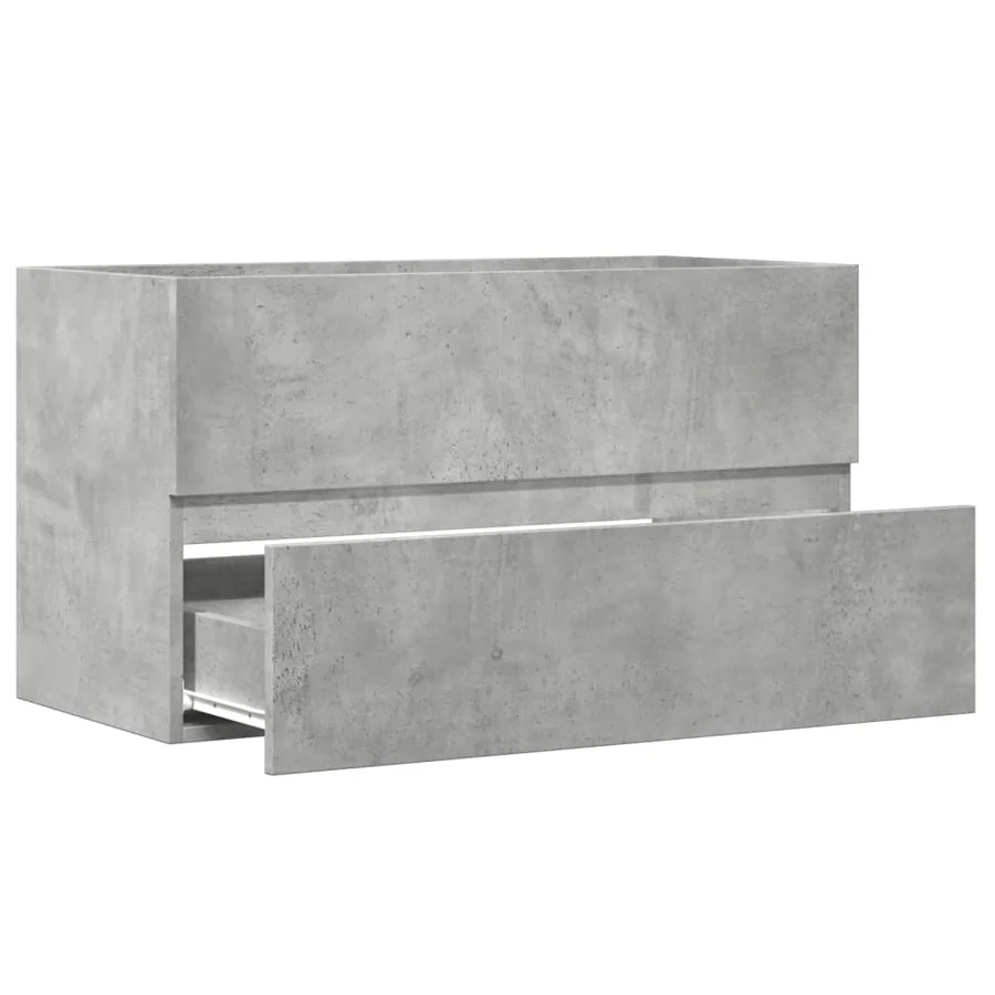 Armoire de salle de bain suspendue gris béton bois d'ingénierie - 7