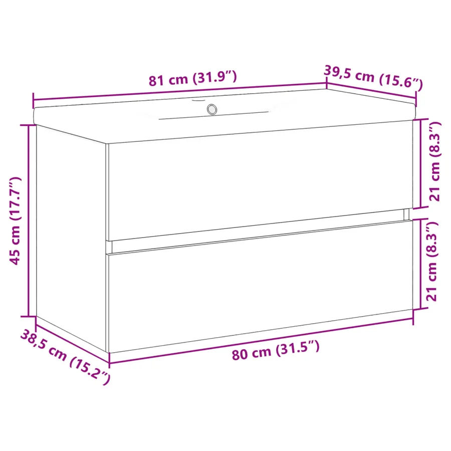 Ensemble de meubles de salle de bain 2 pcs gris béton - 11