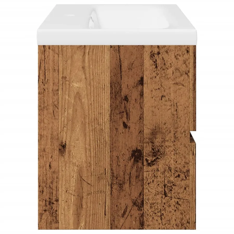 Armoire lavabo avec bassin intégré vieux bois - 7