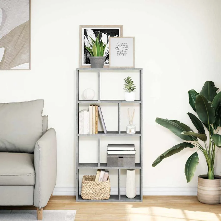 Bibliothèque gris béton 60x20x120,5 cm bois d'ingénierie - 3
