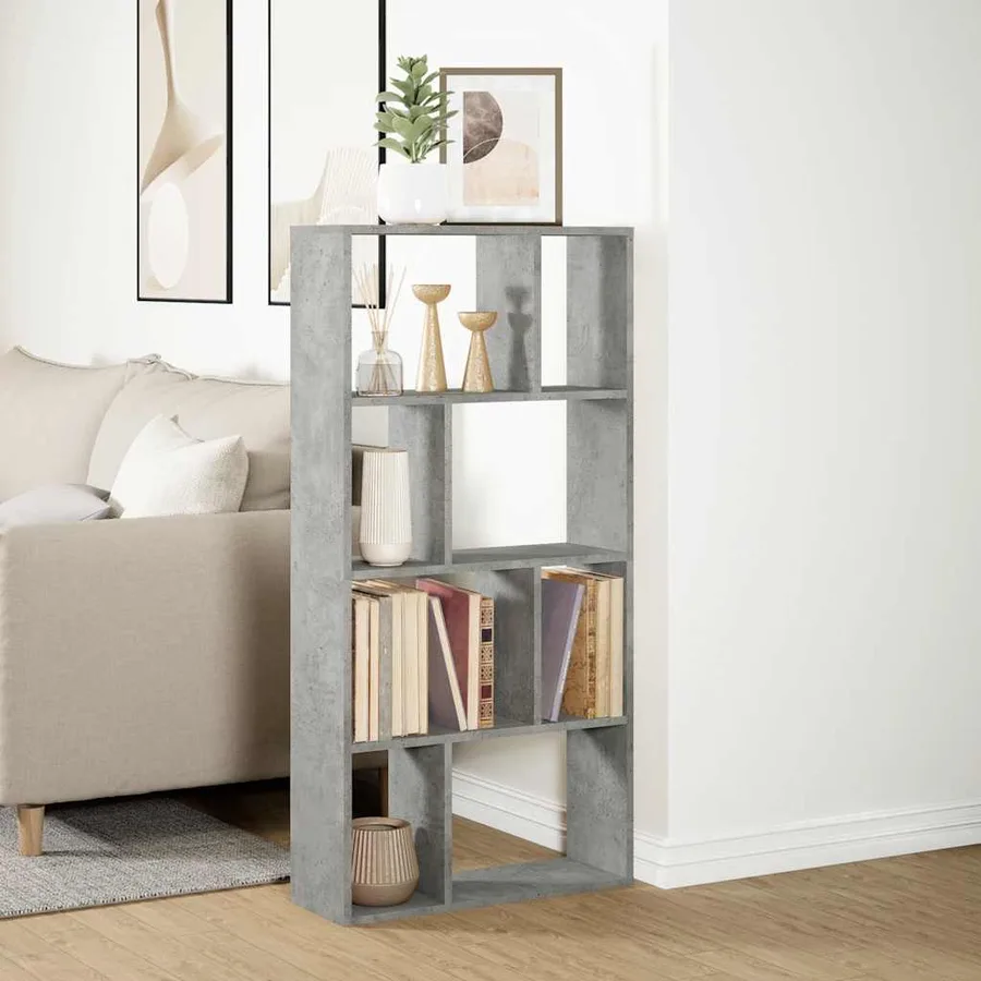 Bibliothèque gris béton 60x20x120,5 cm bois d'ingénierie - 4