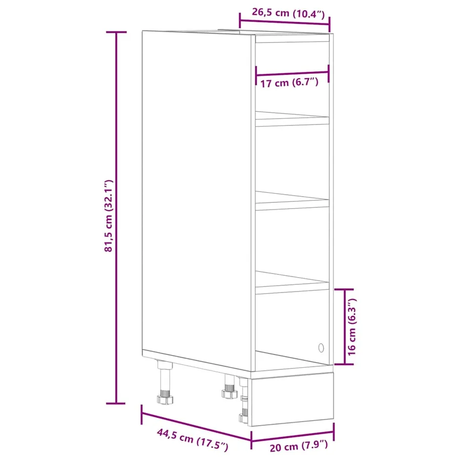Meuble bas "Riga" Blanc 20 x 44,5 x 81,5 cm Bois d'ingénierie - 9