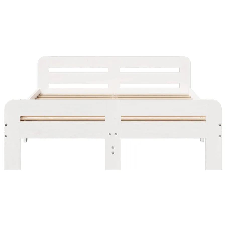Cadre de lit sans matelas blanc 180x200 cm bois massif de pin - 4