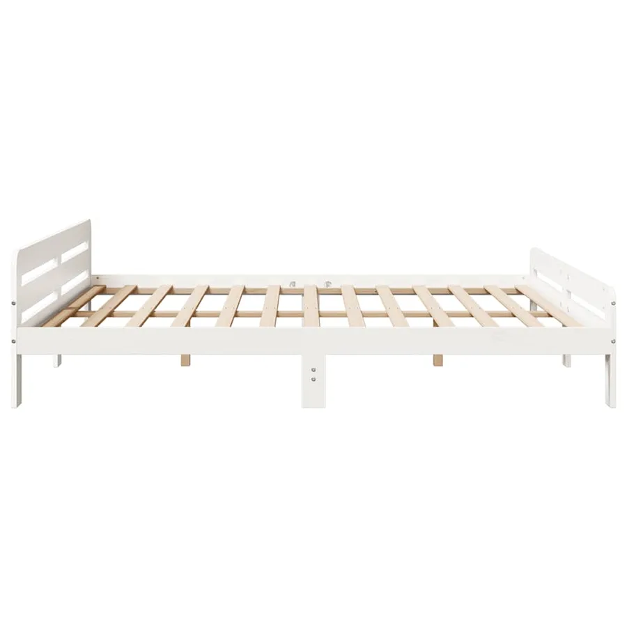 Cadre de lit sans matelas blanc 180x200 cm bois massif de pin - 5