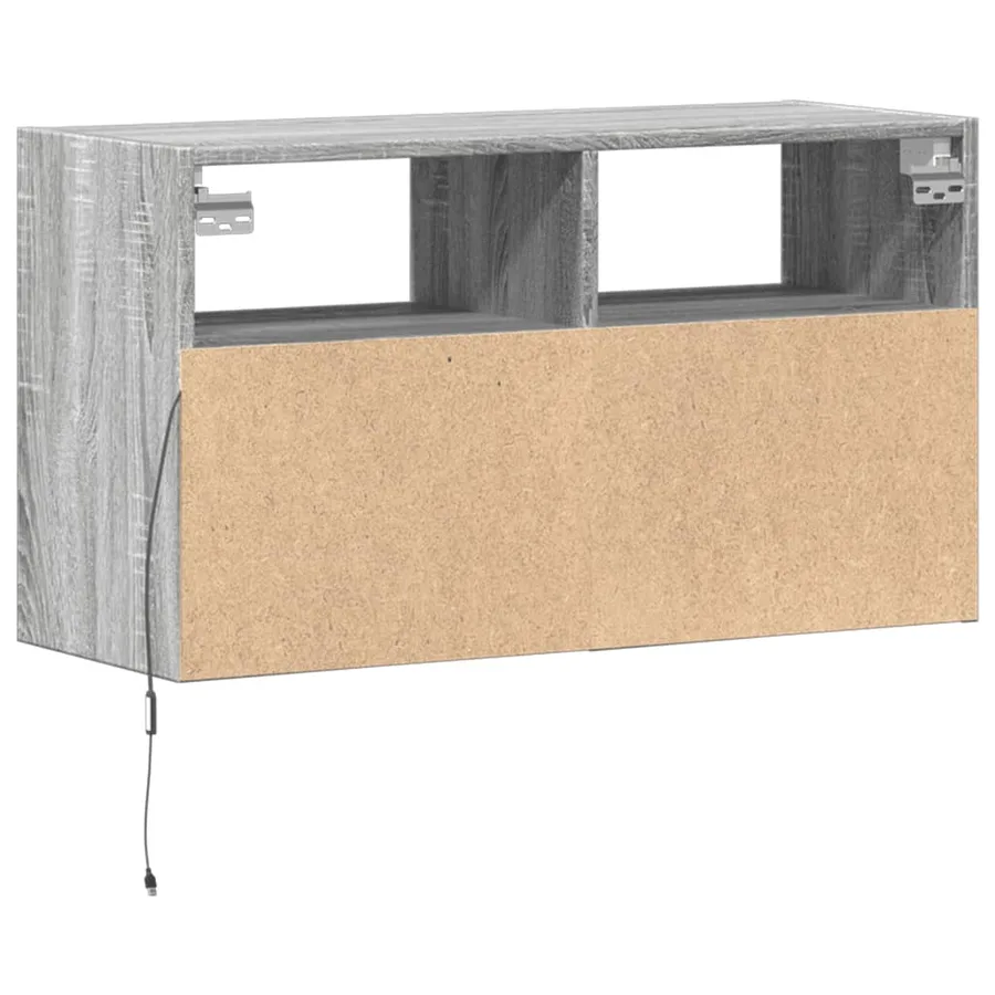 Meuble TV mural avec lumières LED sonoma gris 80x31x45 cm - 8