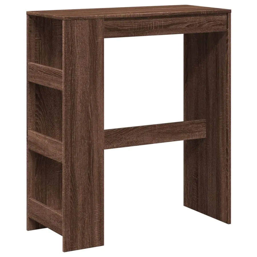 Table de bar avec étagères chêne marron bois d'ingénierie - 2