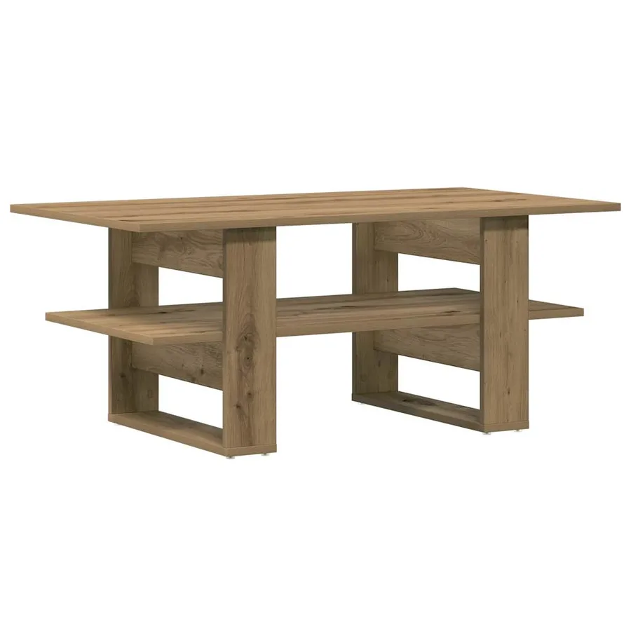 Table basse chêne artisanal 102x55x42 cm bois d'ingénierie - 2