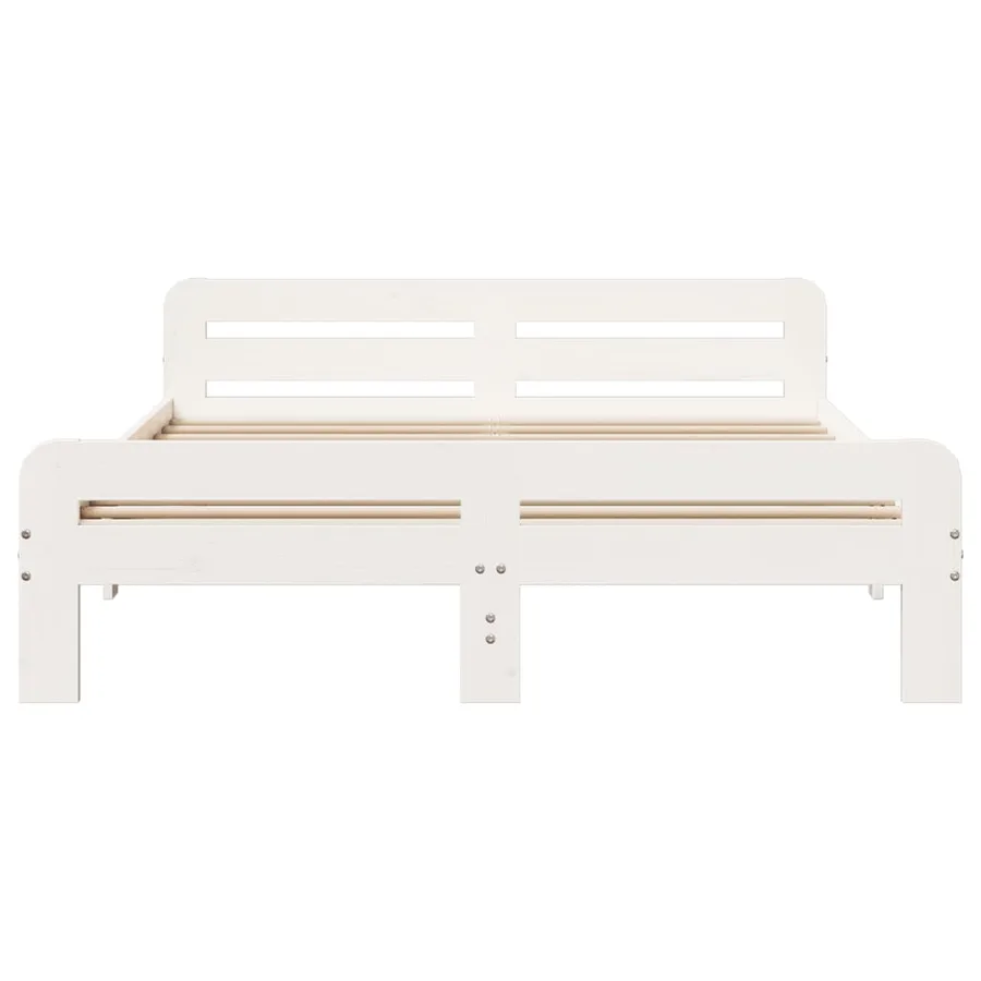 Cadre de lit sans matelas blanc 150x200 cm bois de pin massif - 4