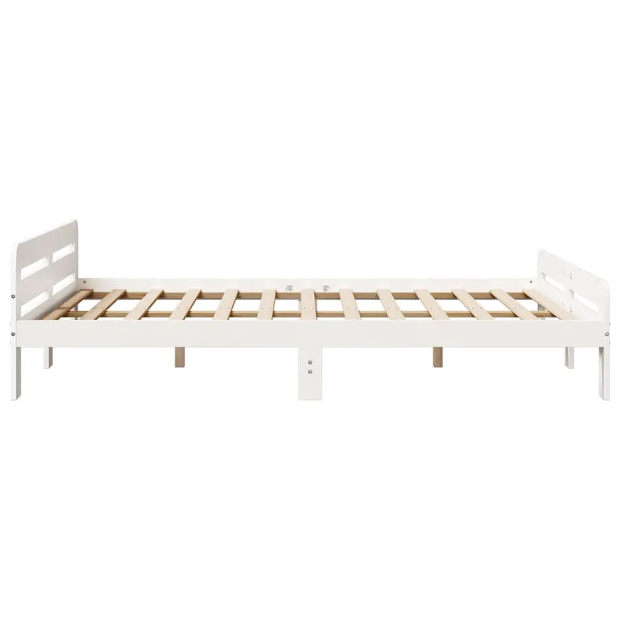 Cadre de lit sans matelas blanc 150x200 cm bois de pin massif - 5