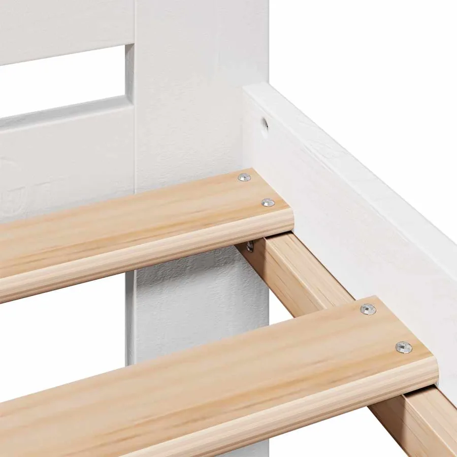 Cadre de lit sans matelas blanc 150x200 cm bois de pin massif - 10