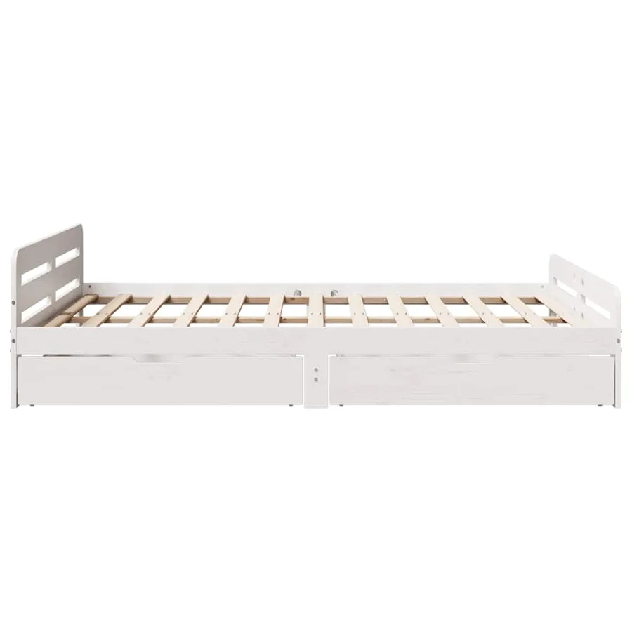 Cadre de lit sans matelas blanc 150x200 cm bois de pin massif - 7