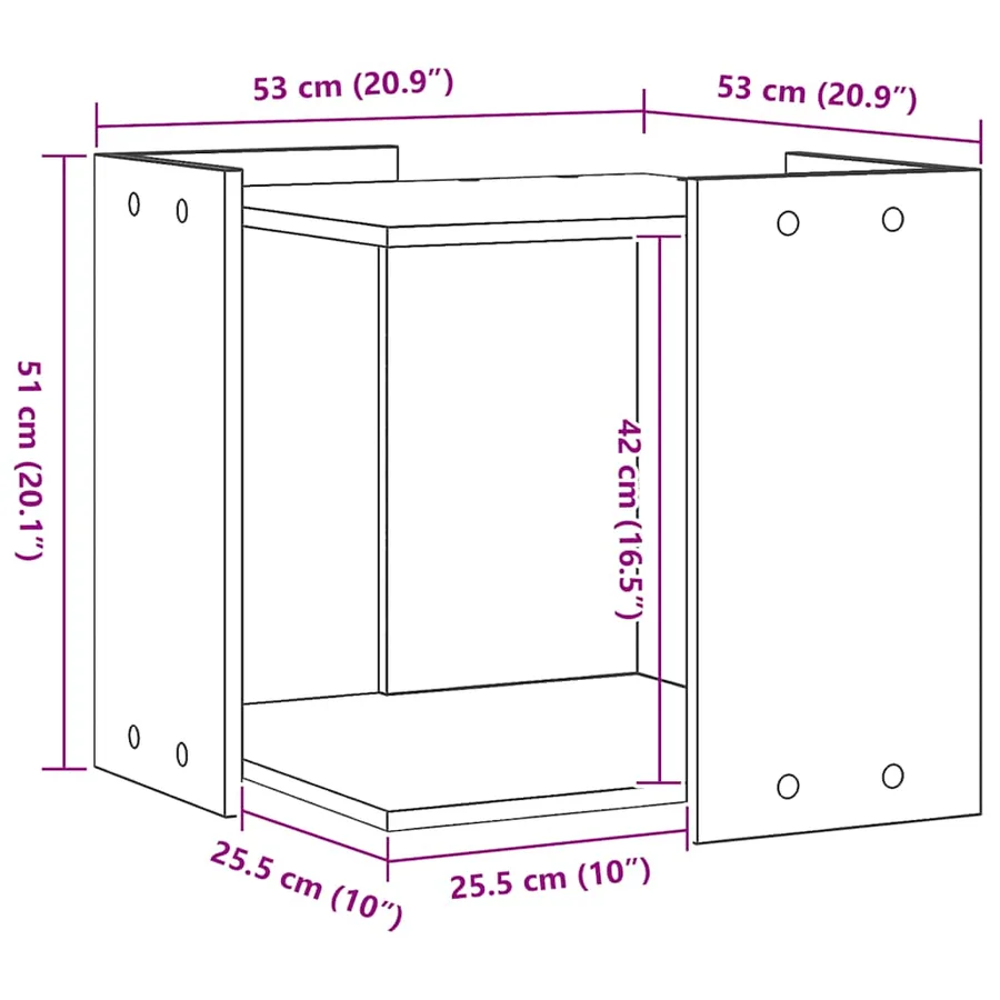Meuble de bac à litière pour chat chêne artisanal 53x53x51 cm - 10