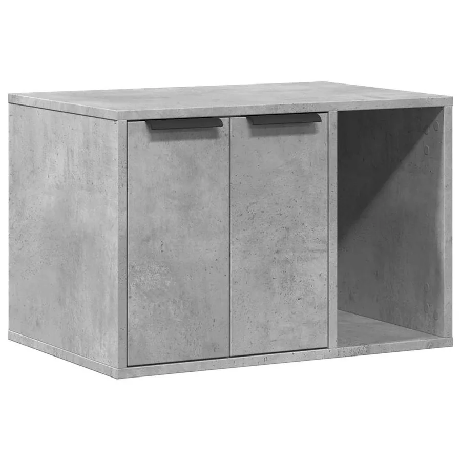 Meuble de bac à litière pour chat gris béton bois d'ingénierie - 2