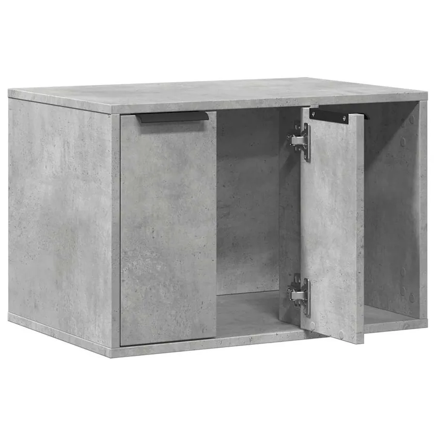 Meuble de bac à litière pour chat gris béton bois d'ingénierie - 4