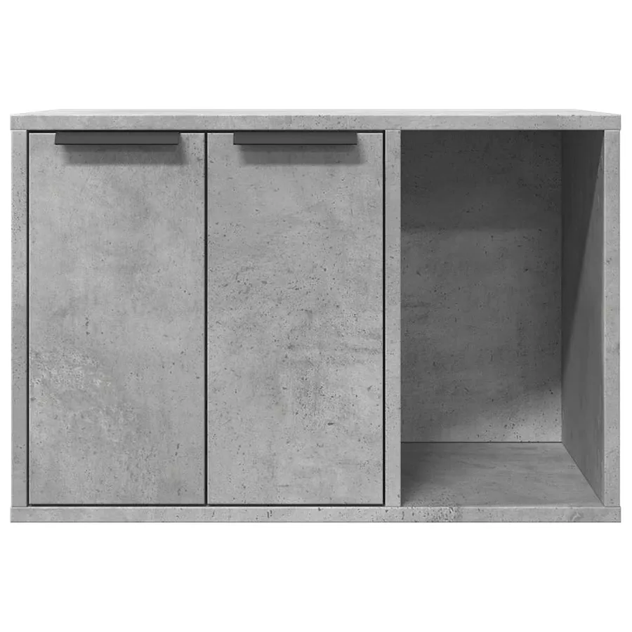 Meuble de bac à litière pour chat gris béton bois d'ingénierie - 5