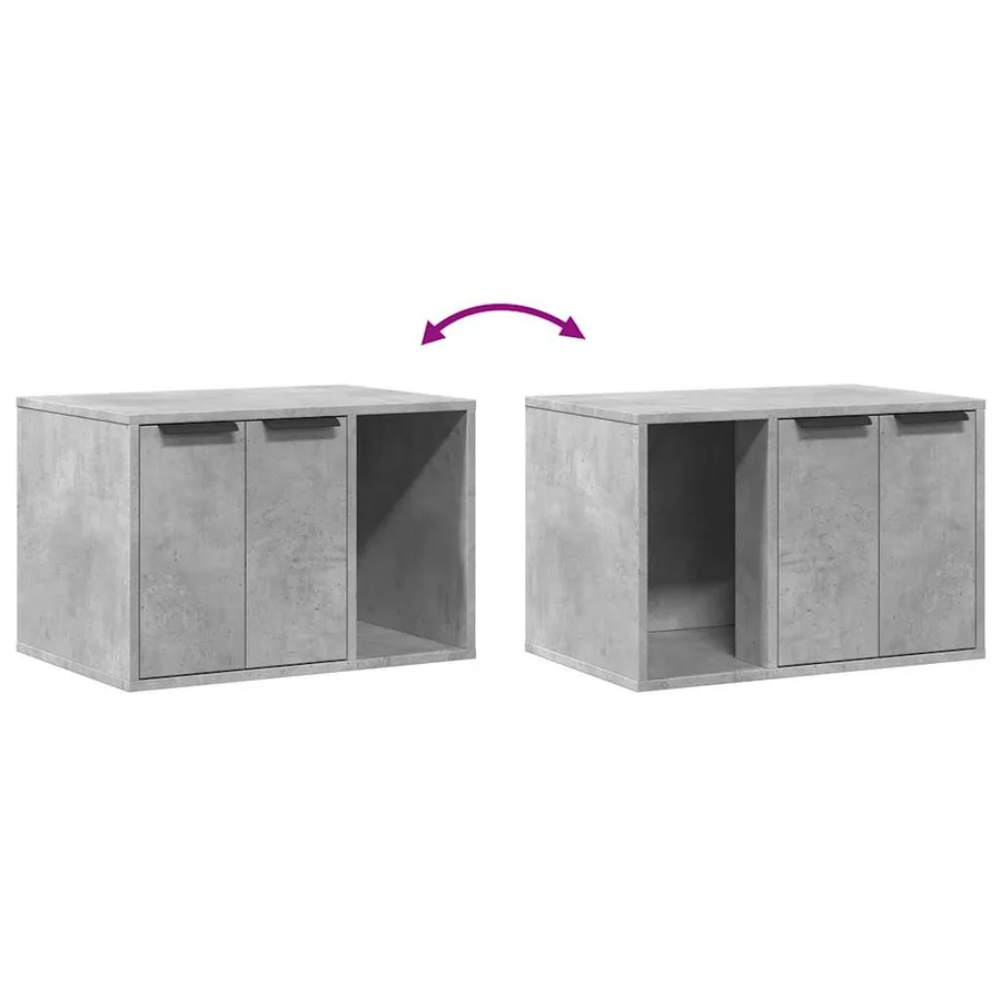 Meuble de bac à litière pour chat gris béton bois d'ingénierie - 8