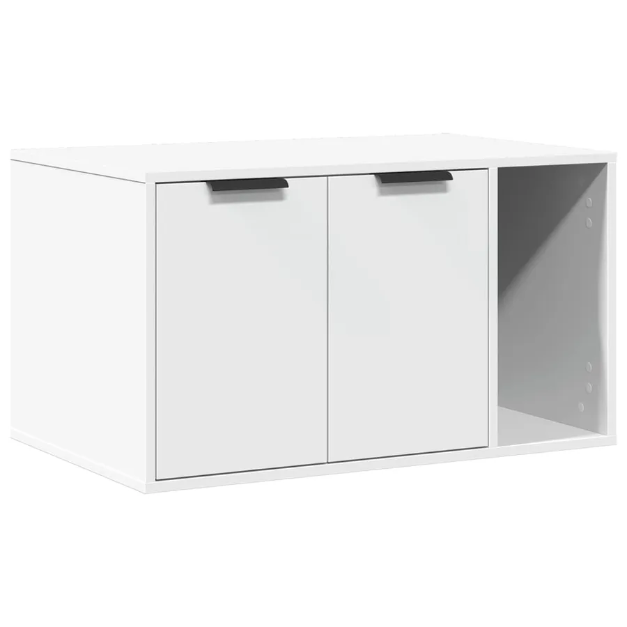 Meuble de bac à litière pour chat blanc bois d'ingénierie - 2