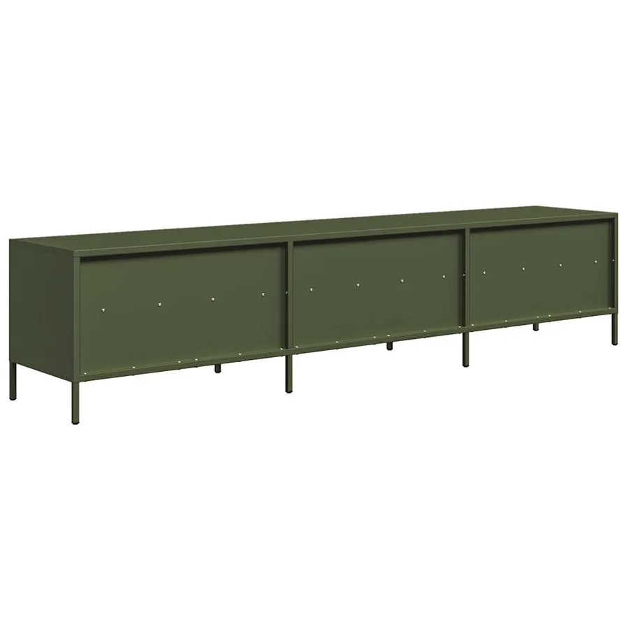 Meuble TV vert olive 202x39x43,5 cm acier laminé à froid - 7