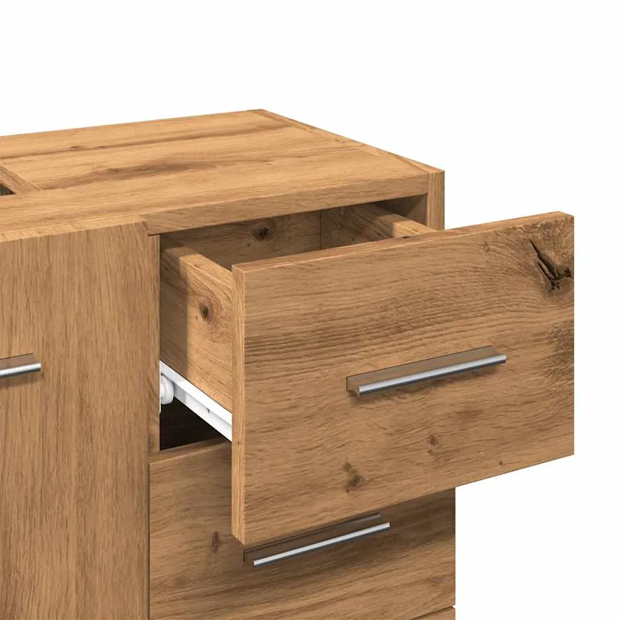 Armoire d'évier chêne artisanal 63x30x54 cm bois d'ingénierie - 8