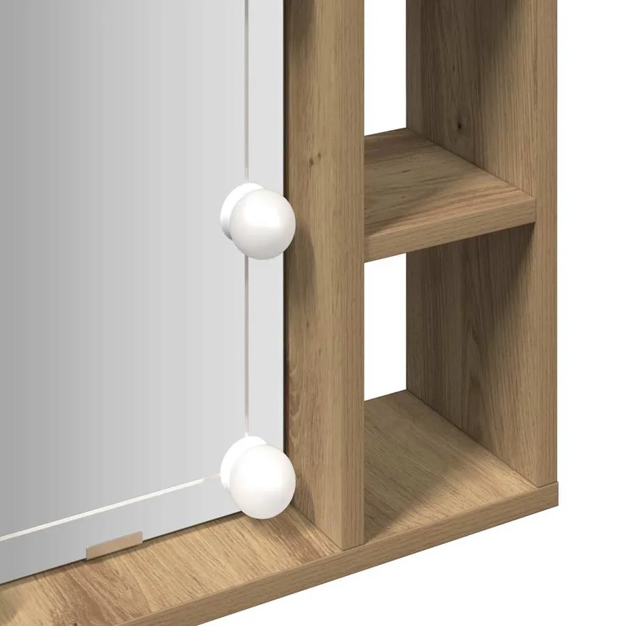 Armoire à miroir avec LED chêne artisanal 76x15x55 cm - 10