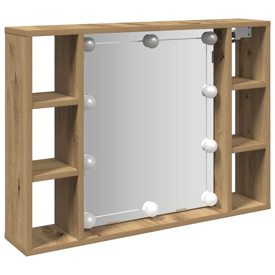 Armoire à miroir avec LED chêne artisanal 76x15x55 cm - 2