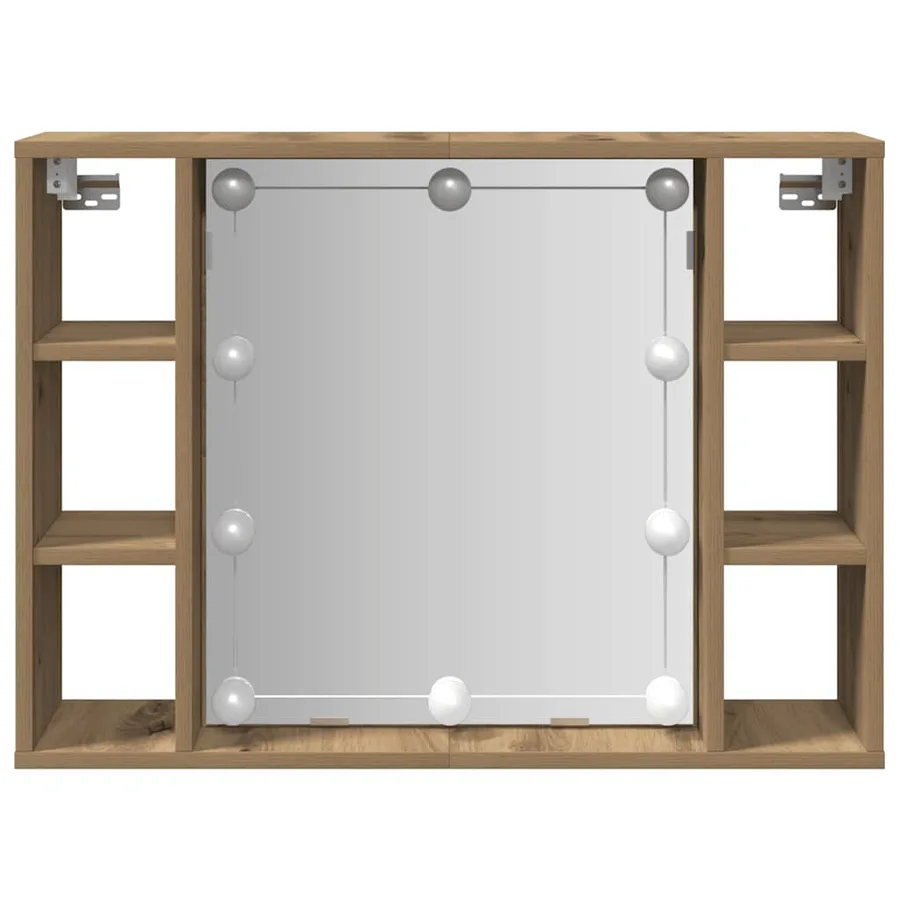 Armoire à miroir avec LED chêne artisanal 76x15x55 cm - 5