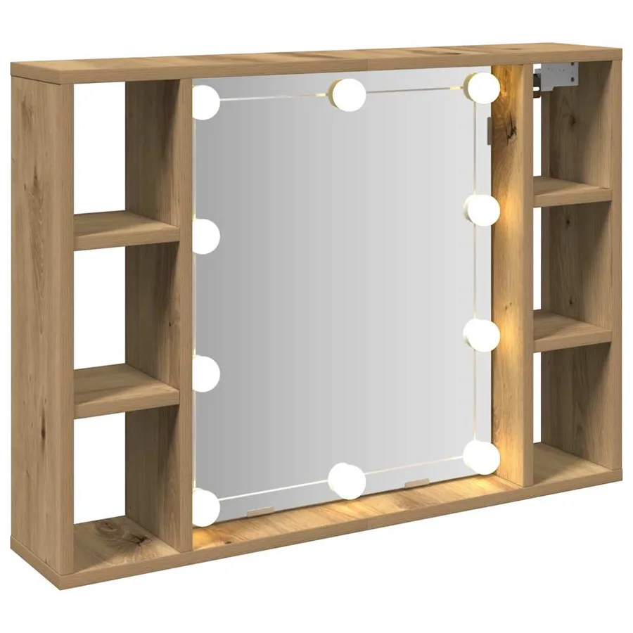 Armoire à miroir avec LED chêne artisanal 76x15x55 cm - 6