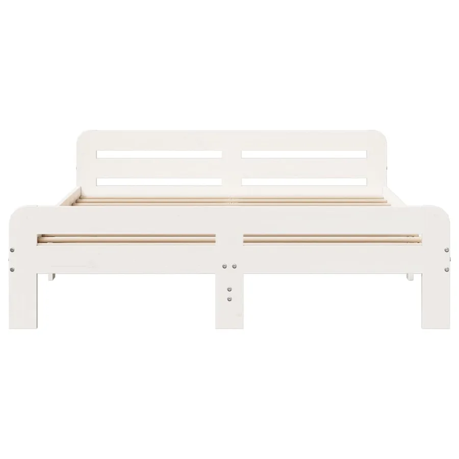 Cadre de lit sans matelas blanc 140x190 cm bois de pin massif - 4