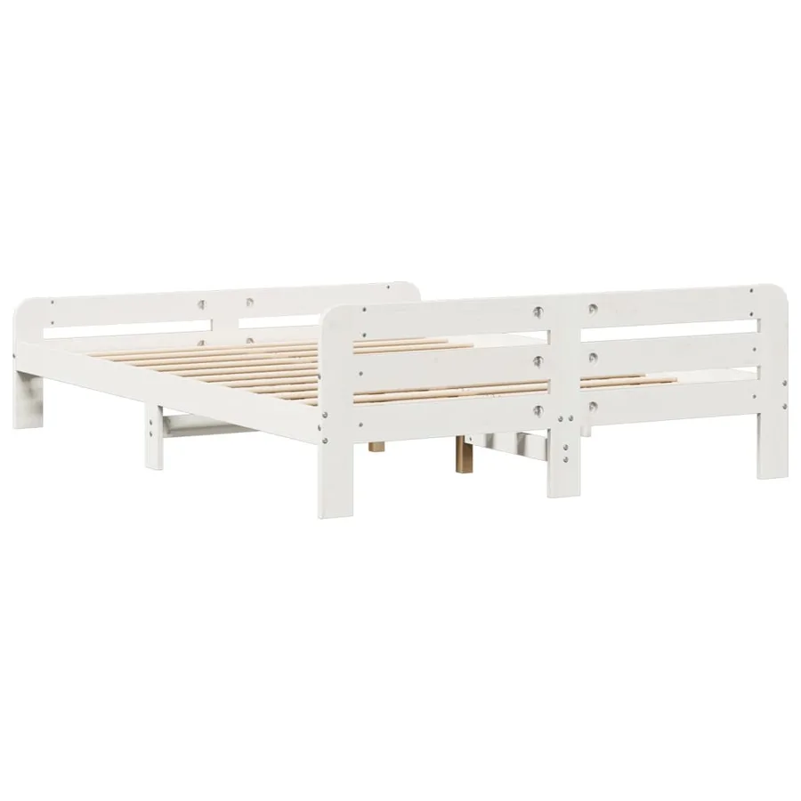 Cadre de lit sans matelas blanc 140x190 cm bois de pin massif - 6