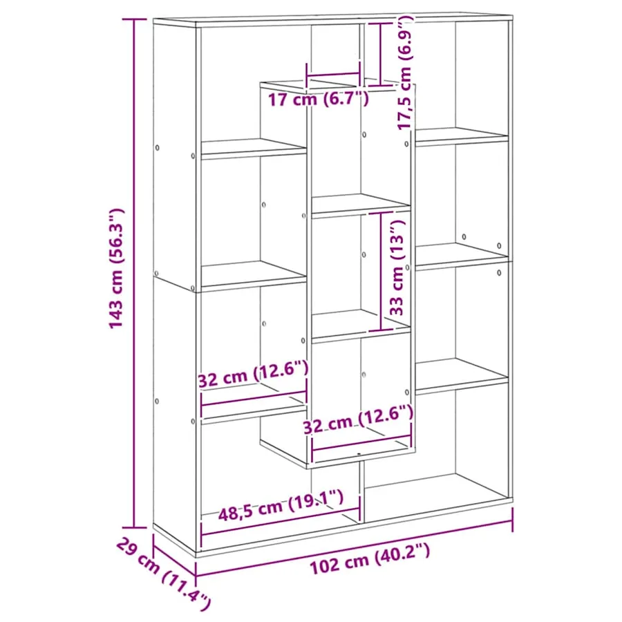 Bibliothèque chêne artisanal 102x29x143 cm bois d'ingénierie - 11
