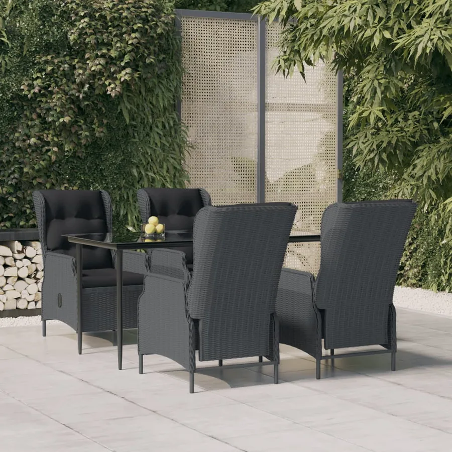 Ensemble à manger de jardin 5pcs Gris foncé Résine tressée