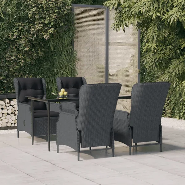 Ensemble à manger de jardin 5pcs Gris foncé Résine tressée