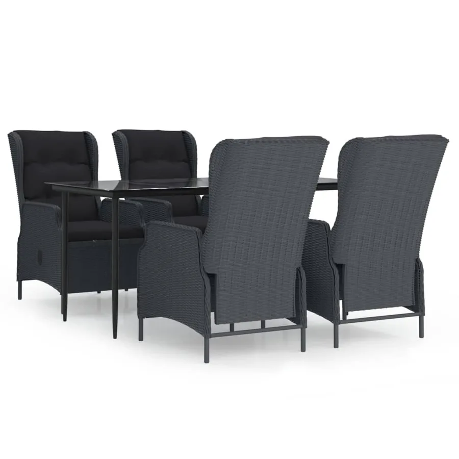 Ensemble à manger de jardin 5pcs Gris foncé Résine tressée - 2